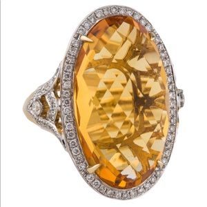 16 carat citrine gold and diamond ring